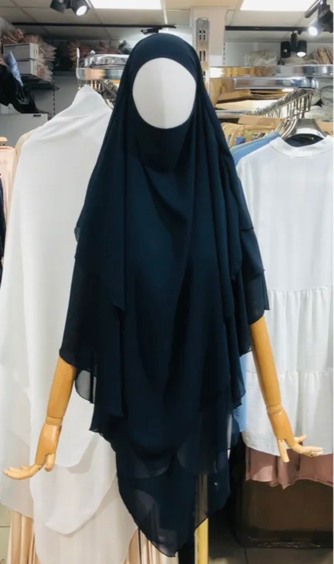 Khimar - Chiffon 3 layers - Dark navy